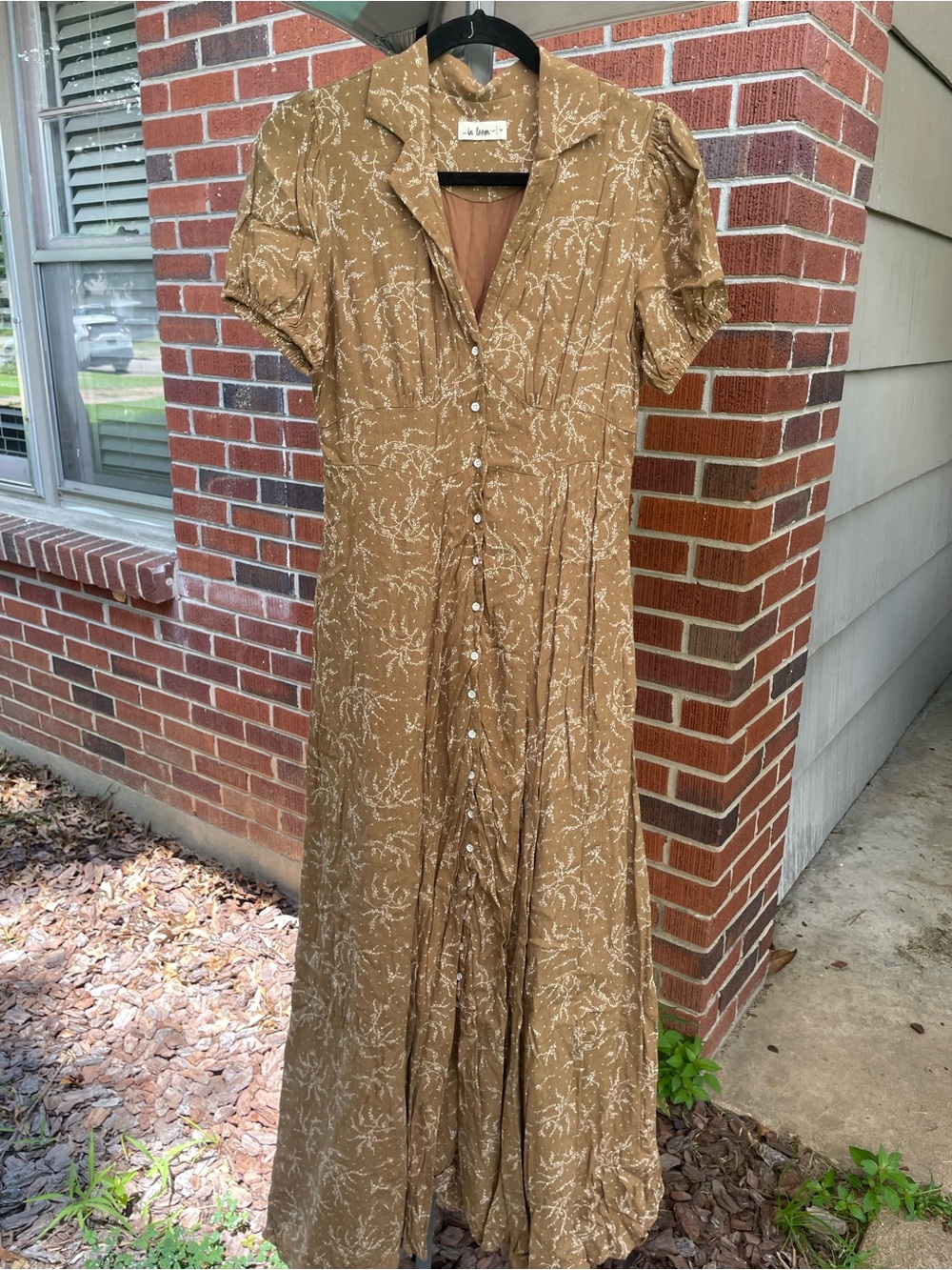 In Bloom Brown Floral Button-Front Maxi Dress